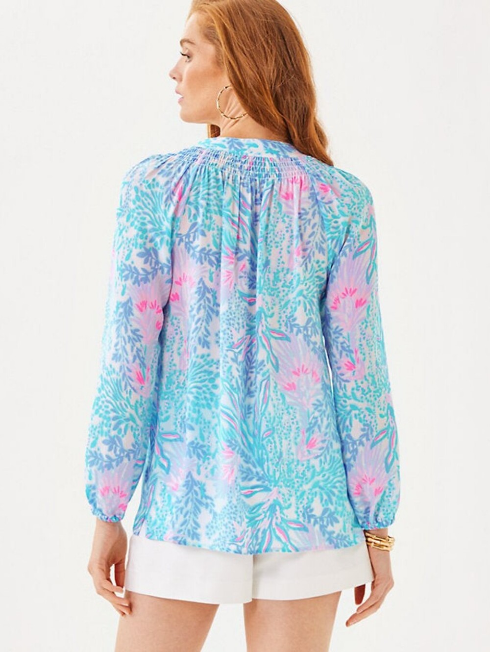 Lilly Pulitzer Elsa Silk Top Multi Via Del Mar size Large - Picture 2 of 16